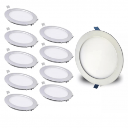 Kit 10 painel led plafon luminaria 18w Redondo Embutir 6500k branco frio black + decker
