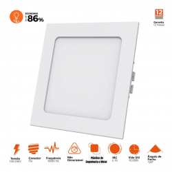 Kit 10 painel led plafon luminaria 18w quadrado Embutir 6500k branco frio black + decker