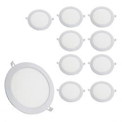 Kit 10 painel led plafon luminaria 24w Redondo Embutir 6500k branco frio black + decker