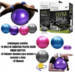 Bola de Ginástica Suíça Yoga Pilates 65cm Bola de Pilates Inflável Anti Estouro Odin Fit
