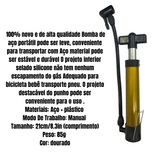 Bomba De Ar Encher Pneu De Bicicleta Bike Carro Moto Manual