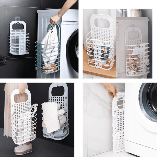 Cesto Roupa Suja Dobravel De Parede Organizador Multiuso Para Lavanderia Cesta Supenso Retratil
