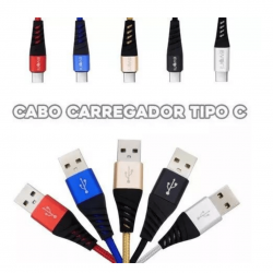 Cabo 2 metros tipo c carregador carrega rápido reforçado
