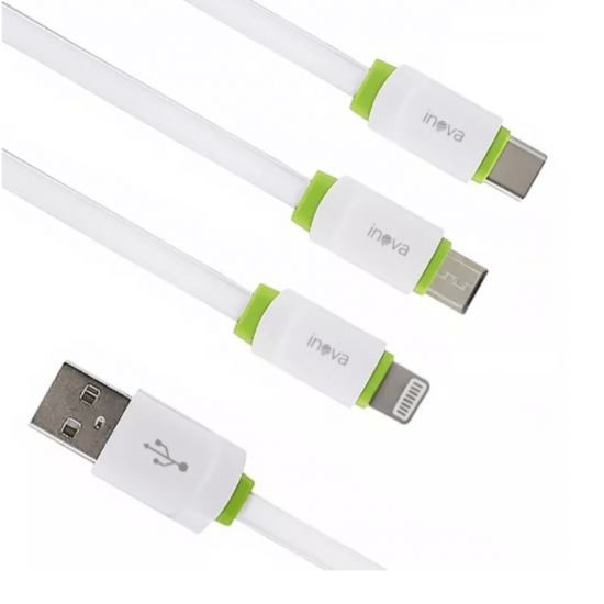 Cabo Carregador Turbo 1 Metro iPhone Samsung Xiaomi Android V8 USB C Rápido Inova Original