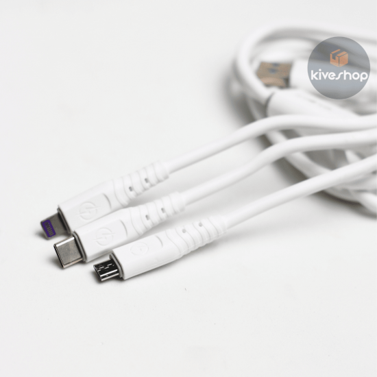 Cabo de dados 3 em 1 cabo tipo c usb carregador ultra rápido 1 metro resistente
