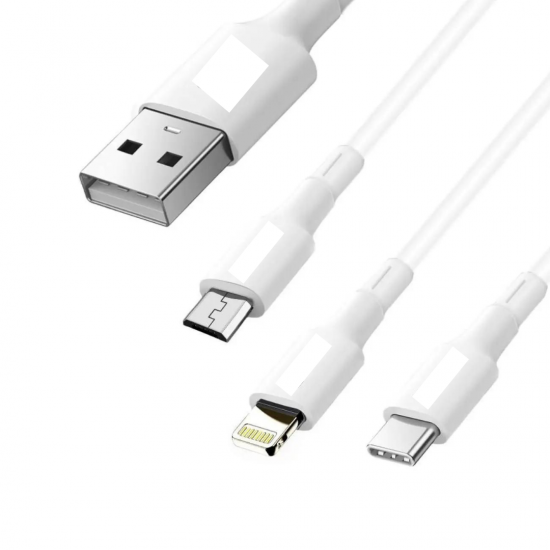 Cabo de dados 3 em 1 cabo tipo c usb carregador ultra rápido 1 metro resistente