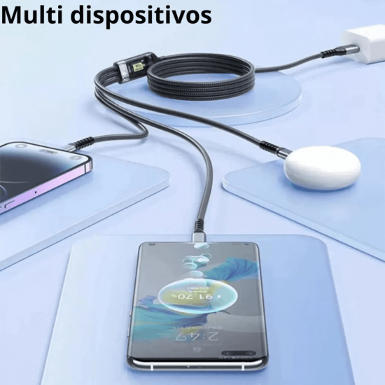 Cabo De Dados 3 Em 1 Nylon 100W Cabo De Carregamento Ultrarrápido Para V8 Micro USB Tipo C 1.2m