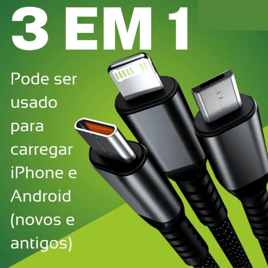 Cabo De Dados 3 Em 1 Nylon 100W Cabo De Carregamento Ultrarrápido Para V8 Micro USB Tipo C 1.2m