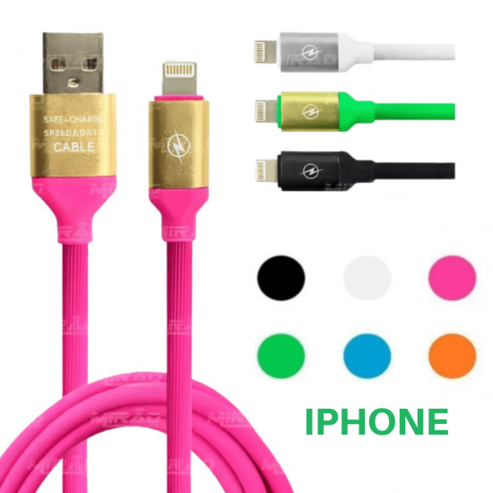 Cabo Turbo Emborrachado Para Celular V8/TIPO-C/ LIGHTINING Colorido Resistente