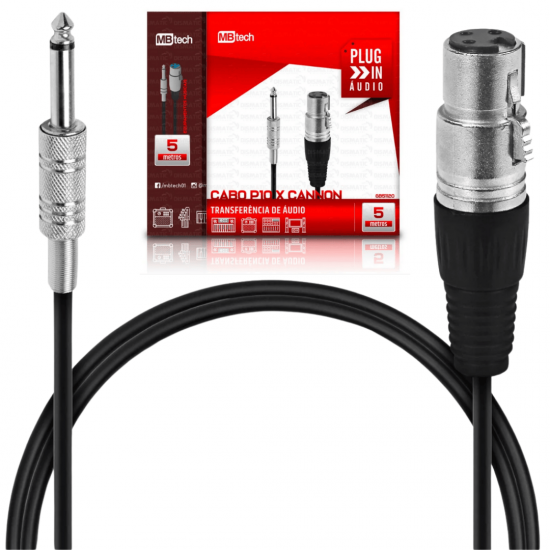 Cabo P10 Mono X 1 Xlr Macho Canon Mono 5 Metros