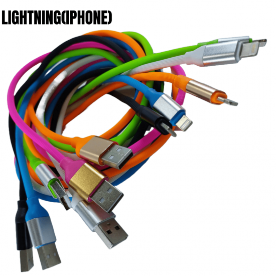 Cabo Turbo Emborrachado Para Celular V8/TIPO-C/ LIGHTINING Colorido Resistente