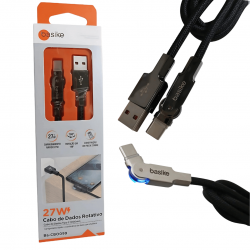 Cabo USB de Carregamento de 180 Graus Tipo C Super Rápido Android iphone Turbo