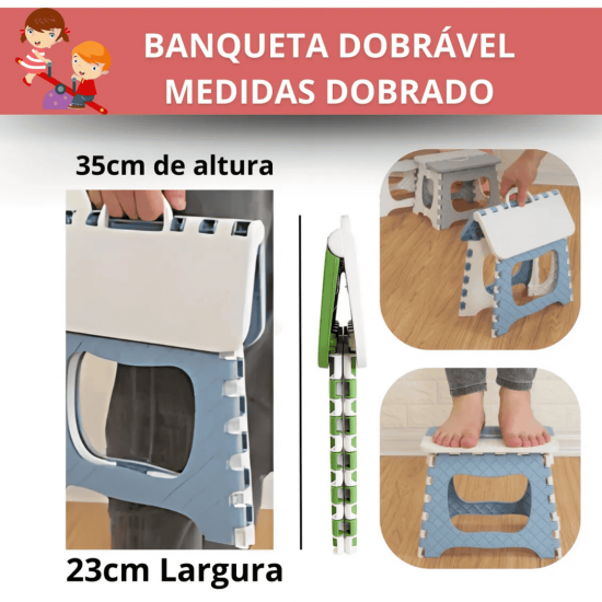 Banqueta Banquinho Dobrável De Plástico Resistente Para Viagem