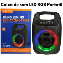 Caixa de som Bluetooth Rádio FM USB Micro SD Com Led