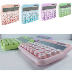 Calculadora Solar Colorida de Mesa 12 Digitos Grande Tela LCD Botão Redondo