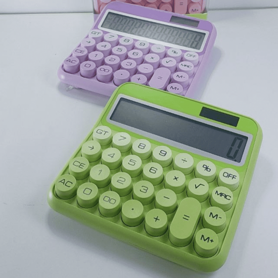 Calculadora Solar Colorida de Mesa 12 Digitos Grande Tela LCD Botão Redondo
