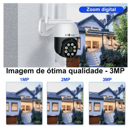 Câmera Ip Wifi Externa Com Visão Noturna Zoom 4x Inova