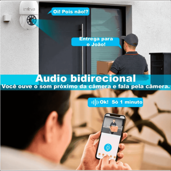 Câmera wifi ip sem fio giratória 360 com encaixe lampada bocal rosca ptz full HD visão noturna segurança - bivolt