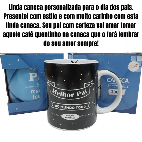 Caneca Dia dos Pais Personalizada de Porcelana para Presente Xícara