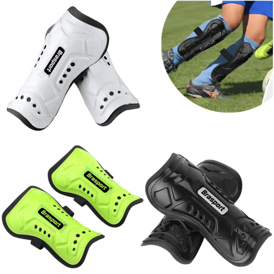 Caneleira Profissional Futebol Futsal Muay Thai Adulto Juvenil Par Com Elástico e Borracha