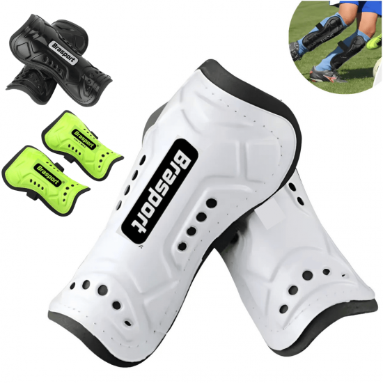 Caneleira Profissional Futebol Futsal Muay Thai Adulto Juvenil Par Com Elástico e Borracha