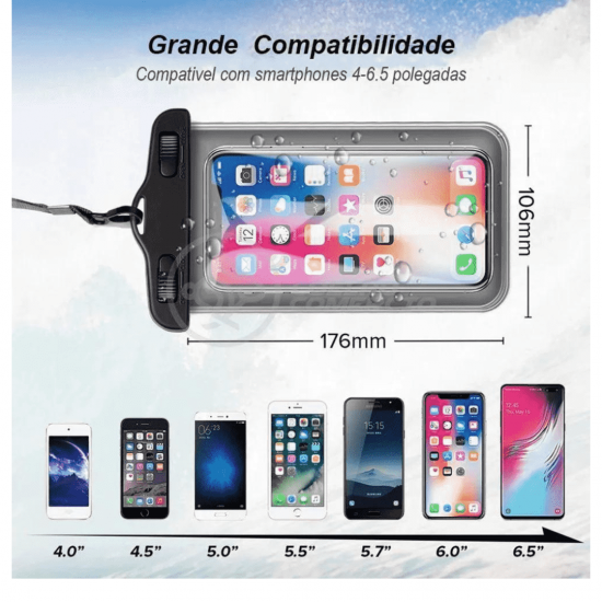 Capa celular a prova d'água transparente universal