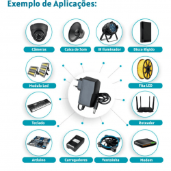 CAR-12215 FONTE ADAPTADOR, AC100-240V, DC 12V 3.1A COR PRETO, MARCA INOVA.