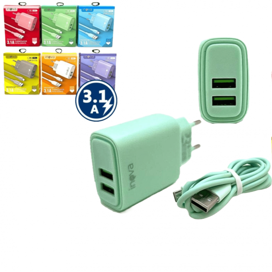 Carregador Celular 2 Entradas USB Fonte Tomada 3.1A Rápida