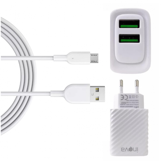 Kit 10 carregadores celular inova 3.1 android V8 2 usb