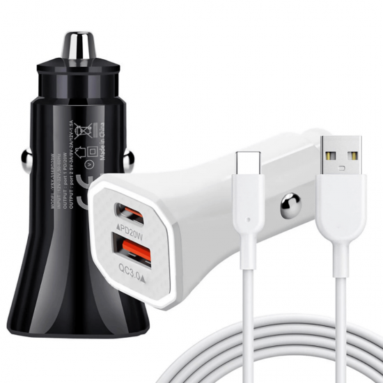 Carregador Veicular TIPO-C + USB Turbo Carregamento rápido/Universal 45W