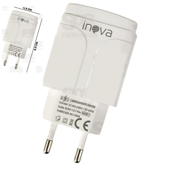 kit 2 Carregadores Celular 2 Entradas USB Fonte Tomada Rápida