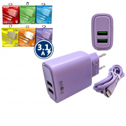 Carregador Celular 2 Entradas USB Fonte Tomada 3.1A Rápida