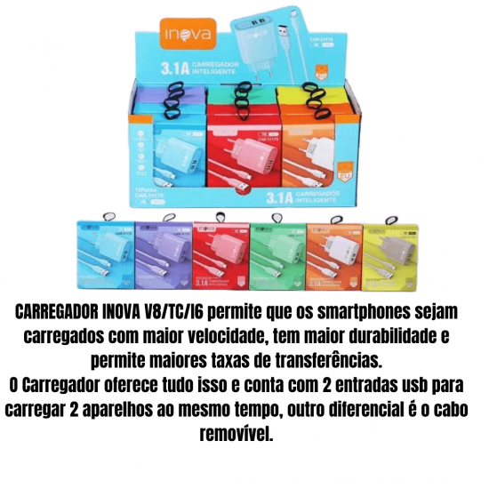 Carregador Celular 2 Entradas USB Fonte Tomada 3.1A Rápida