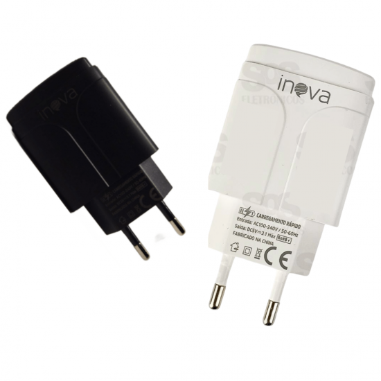 Carregador Celular 2 Entradas USB Fonte Tomada Rápida