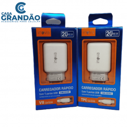 CARREGADOR DE TOMADA COM 1 SAIDA USB, AC100-240V DC5V 20W, MATERIAL ABS, + CABO DE DADOS USB