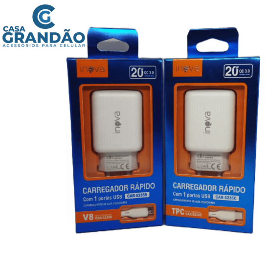 CARREGADOR DE TOMADA COM 1 SAIDA USB, AC100-240V DC5V 20W, MATERIAL ABS, + CABO DE DADOS USB