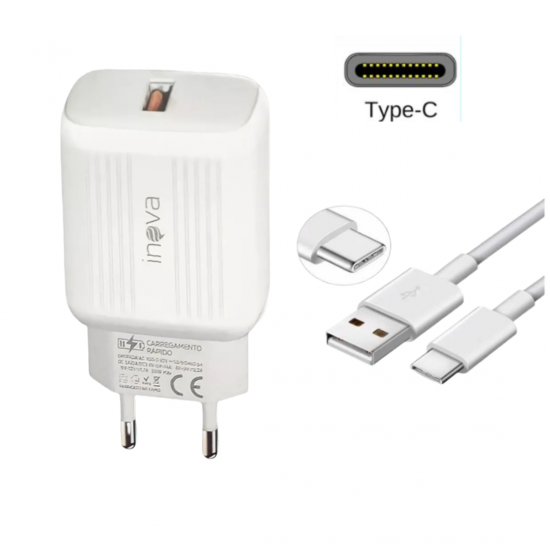 CARREGADOR DE TOMADA COM 1 SAIDA USB, AC100-240V DC5V 20W, MATERIAL ABS, + CABO DE DADOS USB