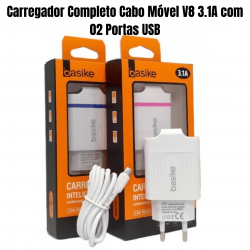 Carregador Fonte Com Cabo 2 Entradas Celular Android v8