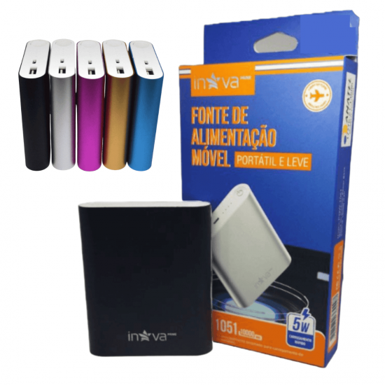 Carregador Portátil inova POW1051 10000mah CORES SORTIDAS