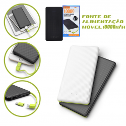 Carregador Portátil Power Bank 10000mah com adaptador iPhone,V8