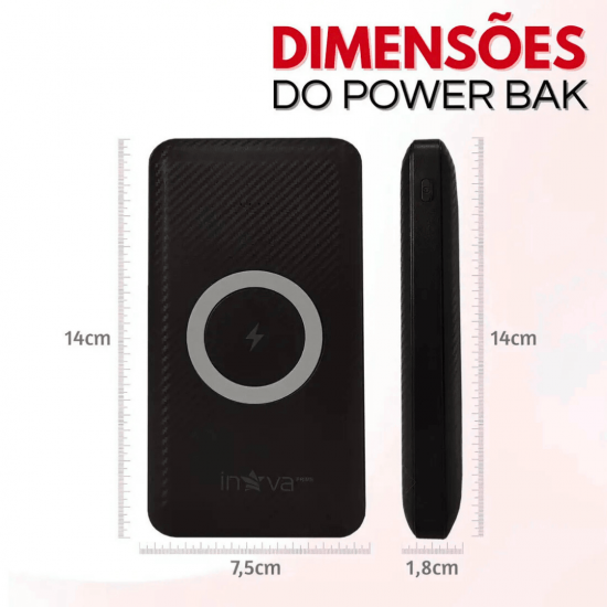 Carregador Portátil Powerbank Indução 10000mah Wireless Charger Sem Fio Original Inova