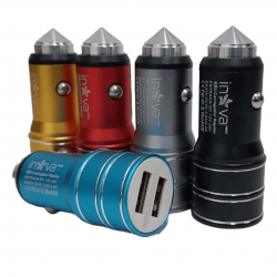 Carregador turbo adaptador veicular de isqueiro de carro c/ 2 saídas USB inova