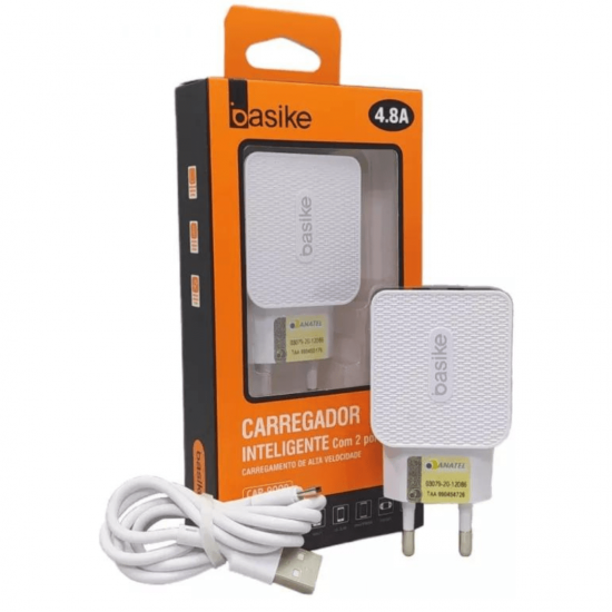 Carregador v8 android celular 2 entradas usb fonte tomada turbo rápida