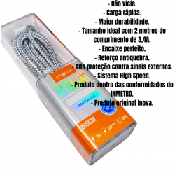 CBO-20213 CABO USB MUNIDO DE PECA DE CONEXAO - MATERIAL DE COMPOSICAO: BORRACHA TERMOPLASTICA, TRICO IPHONE