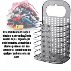 CESTO ORGANIZADOR MULTIUSO DOBRAVEL, EM PP, COM ADESIVO PARA FIXAR NA PAREDE; TAMANHO: 46,5X28CM