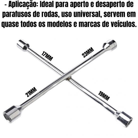 Chave De Roda Cruz 4 Bocas 17 x 19 x 21 x 23 Universal