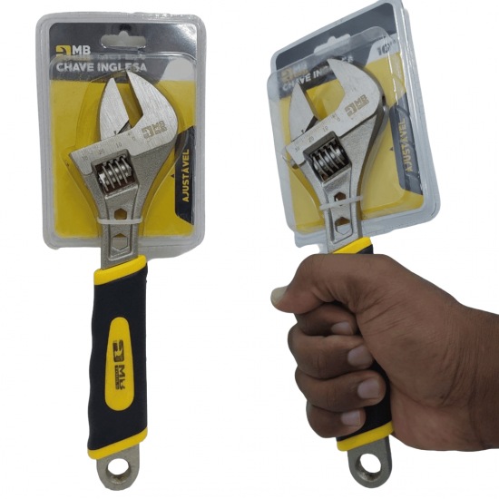 Chave Inglesa Ajustável 10 a 12POL 320MM - Aço Carbono Cromado, Resistente a Aruela e Fricção