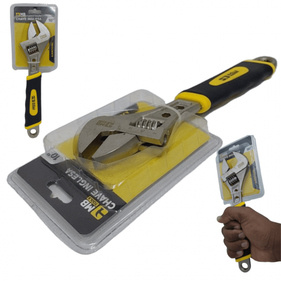 Chave Inglesa Ajustável 10 a 12POL 320MM - Aço Carbono Cromado, Resistente a Aruela e Fricção
