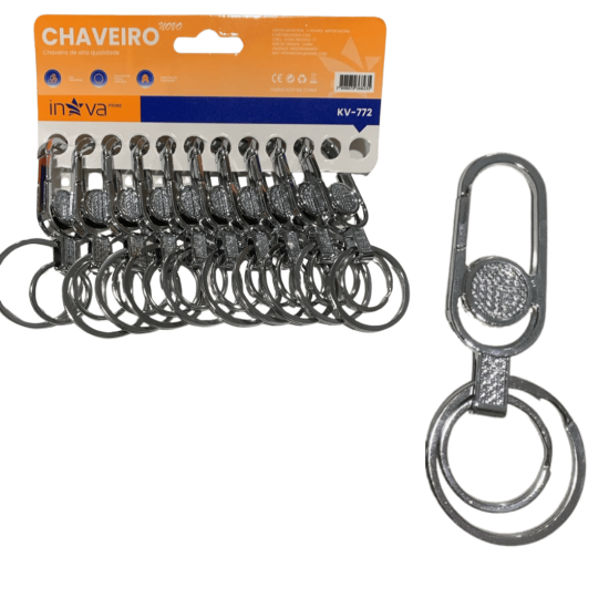 12 Chaveiros de metal Argola Dupla Resistente Organizador De Chaves