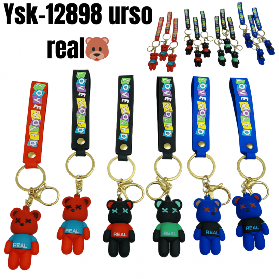 kit 12 Chaveiros 3D Pingente Com Desenhos Fofos Emborrachado